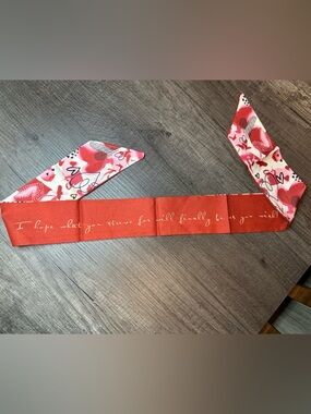 Pink and Red Heart Print Scarf Accent